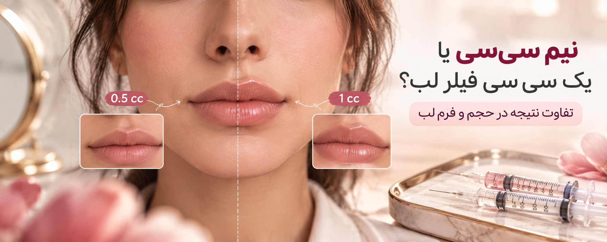 نیم سی‌سی یا یک سی‌سی فیلر لب؟ تفاوت نتیجه در حجم و فرم لب